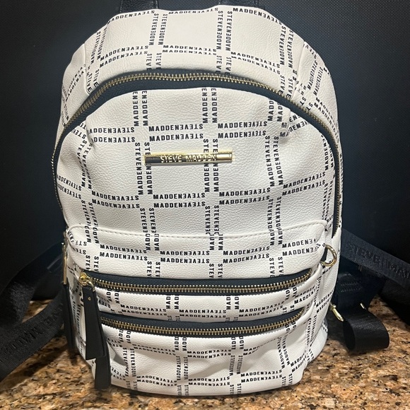 Steve Madden White and Black Logo Backpack main image 7